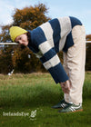 IrelandsEye Aran Stripe Funnel Neck Sweater | Ink Marl