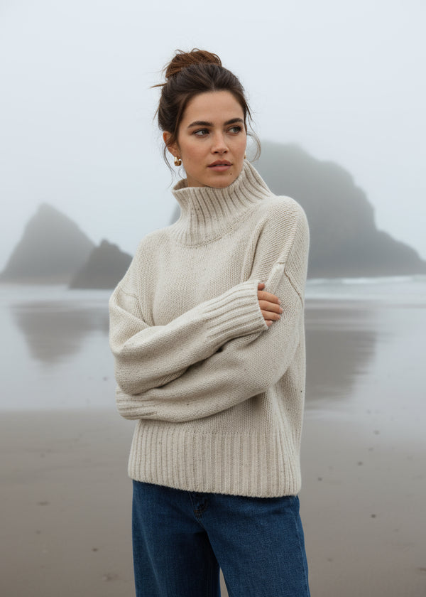 IrelandsEye Polo Neck Sweater | Chalk