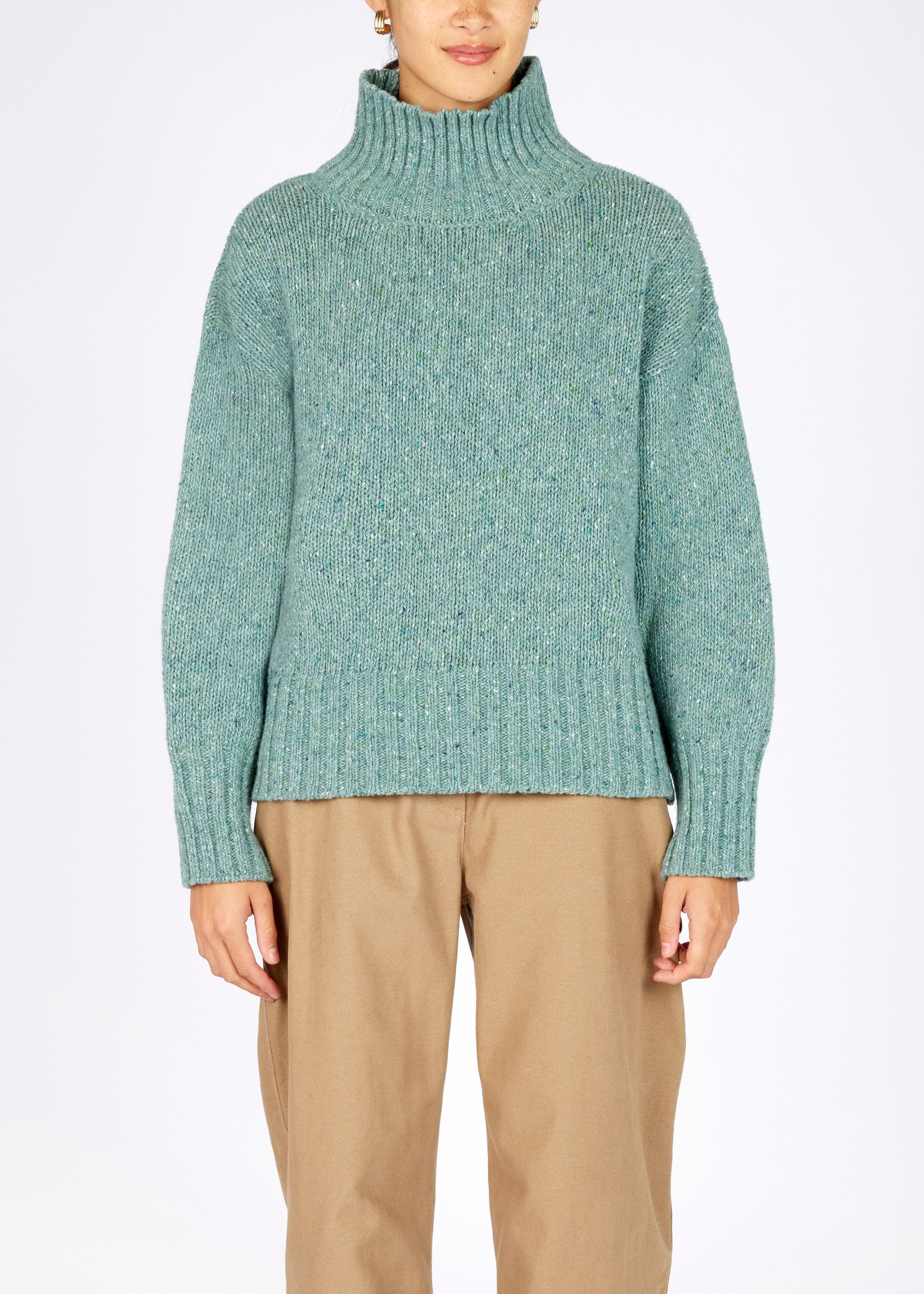 IrelandsEye Polo Neck Sweater | Ocean Mist