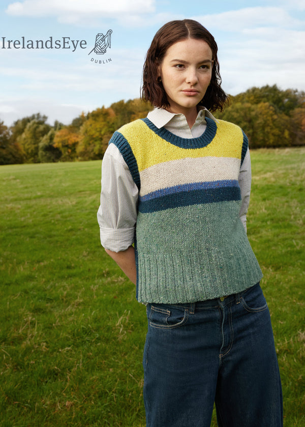 IrelandsEye Colour Block Aran Vest | Buttercup