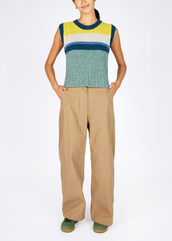IrelandsEye Colour Block Aran Vest | Buttercup