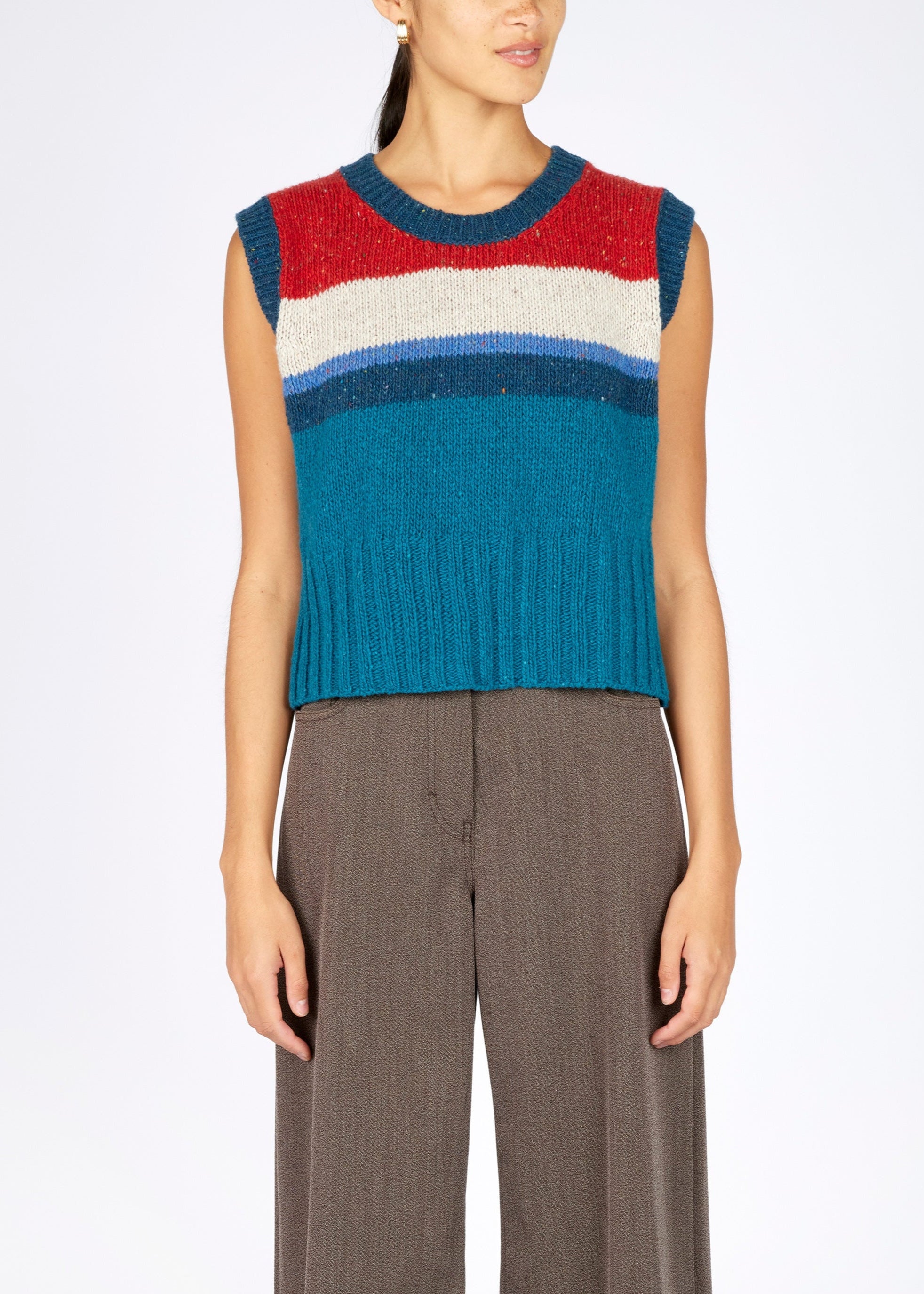 IrelandsEye Colour Block Aran Vest | Chilli