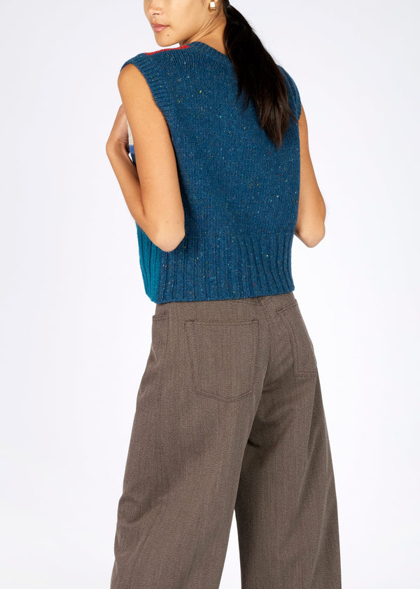 IrelandsEye Colour Block Aran Vest | Chilli