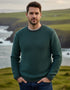 Skellig Stripe Crew Neck Sweater | Premium Merino Wool | Peacock - Clearance