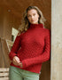 Women's Irish Hearts High Neck Sweater – Red | 100% Merino Wool