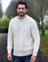 Men's Super Soft Aran Sweater - Natural Cream | 100% Merino Wool