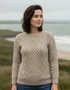 Unisex Aran Wool Sweater | Traditional Irish Knitwear | Flecked Oatmeal