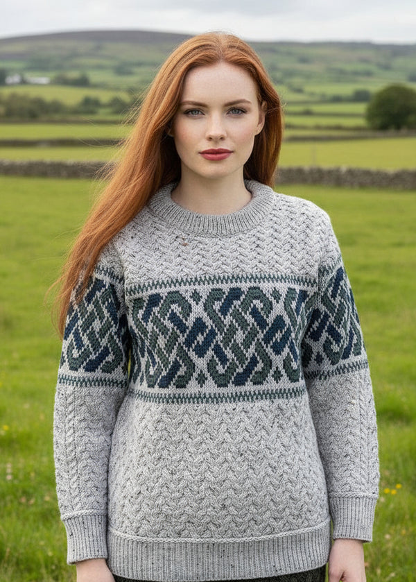 Aran Crafts Unisex Jacquard Sweater | Oatmeal