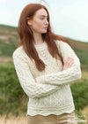 Aran Scallop Lace Stich Sweater | Natural