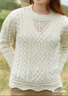 Aran Scallop Lace Stich Sweater | Natural