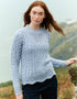 Aran Scallop Lace Stich Sweater | Ice Marl