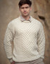Aran Merino Wool Crew Neck Sweater | Natural | Traditional Irish Knitwear