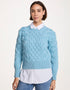 Crop Cable Knit Aran Sweater | Sky Blue