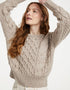 Crop Cable Knit Aran Sweater | Oatmeal