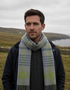 Irish Cashmere Wool Scarf | Grey Green Blue Check - Clearance