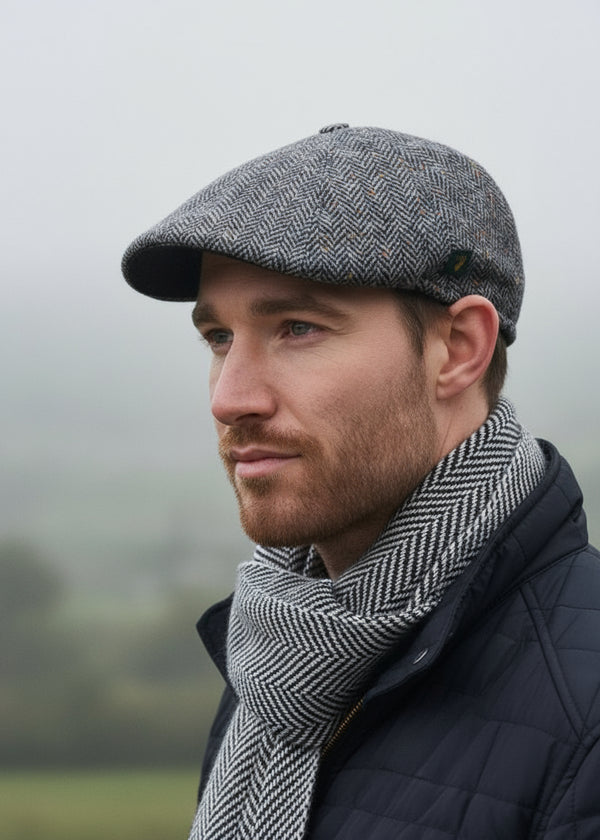 Killarney Pub Cap | Grey Herringbone