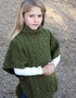 Aran Kids Merino Wool Poncho | Meadow Green - Irish Knitwear