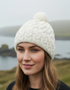Cable Aran Hat with Pom Pom | Cream