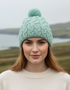 Cable Aran Hat with Pom Pom | Mint