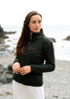 Cable Knit Aran Cardigan | Army Green 1500