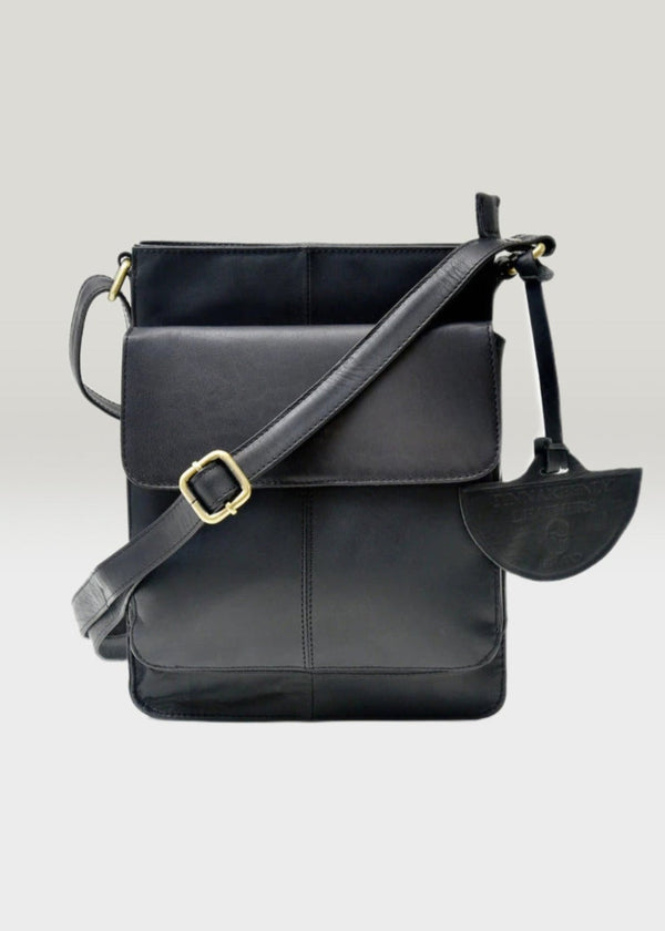 Luxury Irish Leather Sling Bag - Black