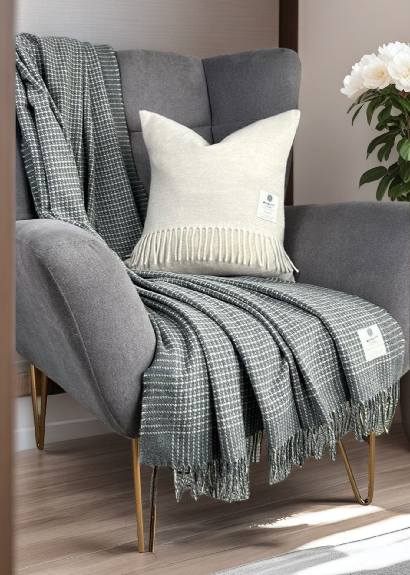 Mcnutt Cashmere & Merino Throw | Alpine Limestone