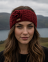 Erin Aran Cable Knitted Wool Flower Headband | Red