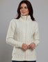 Ladies Merino Wool Aran Zip Cardigan | Natural