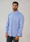 Civilian Grandfather Shirt | Blue Stripe