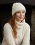 Aran Diamond Stitch Hat - Cream
