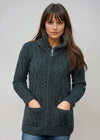Aran Claddagh Zip Cardigan | Green