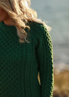 Ladies Slim-Fit Aran Sweater | Green