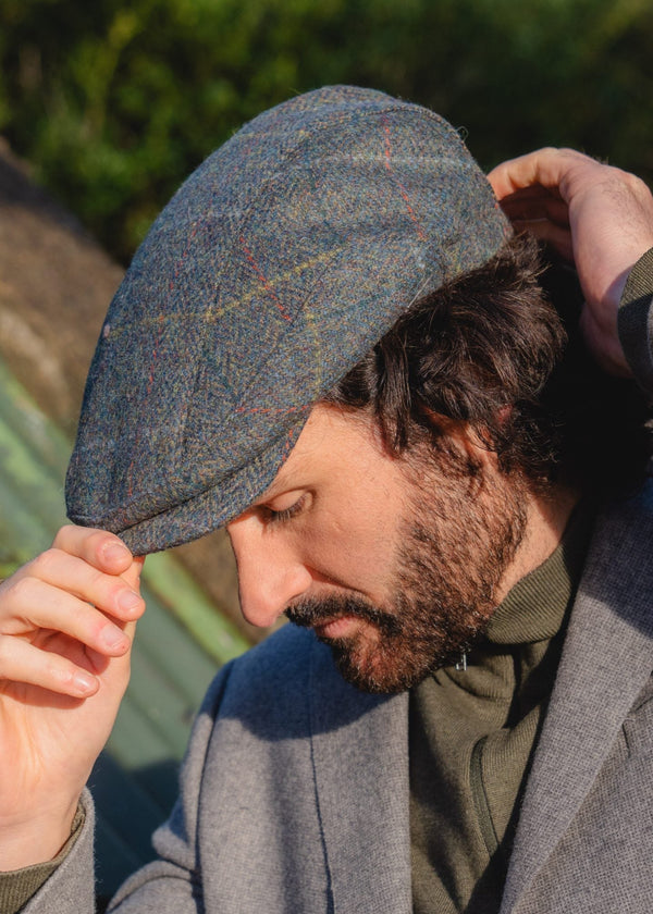 Driving Cap Sea Green & Blue Windowpane