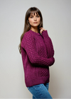 Ladies Slim-Fit Aran Sweater | Raspberry