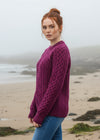 Ladies Slim-Fit Aran Sweater | Raspberry