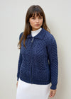 Aran Full Zip Cardigan | Denim Marl
