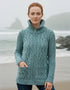Aran Claddagh Zip Cardigan | Aqua