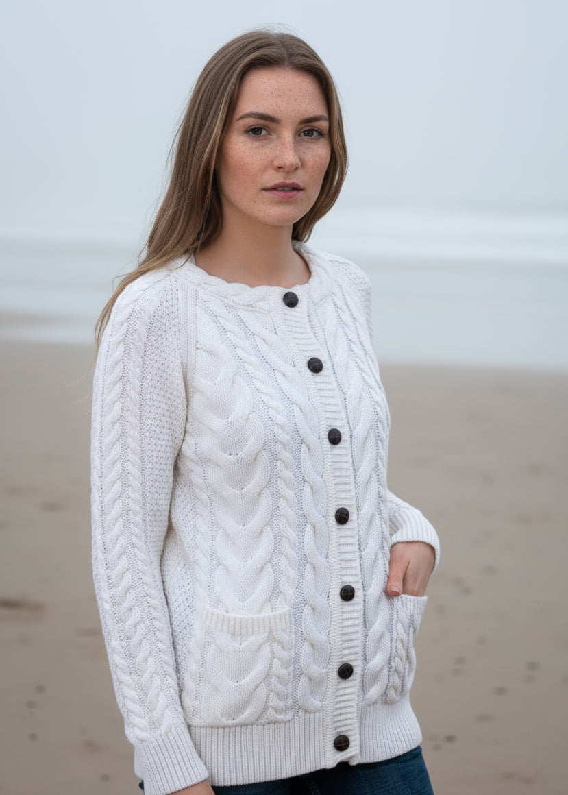 Merino Lumber Aran Cardigan | Natural