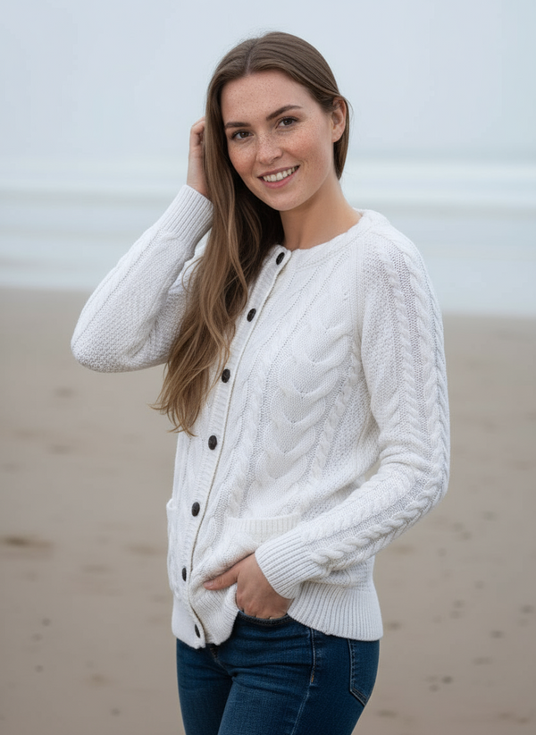 Merino Lumber Aran Cardigan | Natural - Clearance
