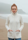 Aran Claddagh Zip Cardigan | Natural