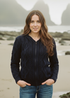 IrelandsEye Women's Aran Hooded Cardigan | Navy