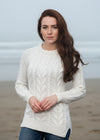 Ladies Cashmere Merino Natural Aran Sweater