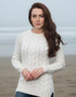 Aran Crew Neck Cashmere Sweater | Natural