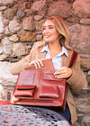 Luxury Irish Leather Satchel Bag - Red