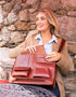 Luxury Irish Leather Satchel Bag - Red