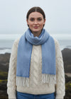 Foxford Denim & White Herringbone Cashmere Scarf