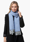Foxford Merino Cashmere Scarf | Blue Herringbone
