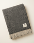 McNutt of Donegal Pure Wool Throw | Black Herringbone - Clearance