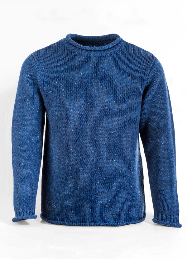 Donegal Roll Neck Fisherman Sweater | Blue