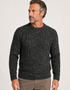 Donegal Tweed Aran Crew Neck Sweater | Charcoal Fleck